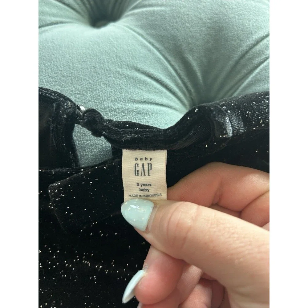 Baby Gap Black Sparkle Velour With bow Top Toddler Girl 3T